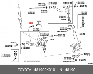 Toyota Hilux болт сход развала переднего рычага передний 48190-0K010 TOYOTA
