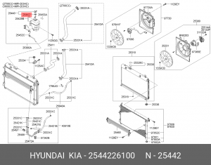 Hyundai Getz/IX35/Kia Rio 06- прокладка пробки крышки расширительного бачка 2544226100 HYUNDAI KIA