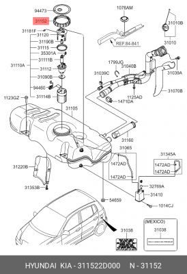Hyundai Elantra 00-06 крышка топливного насоса 311522D000 HYUNDAI KIA
