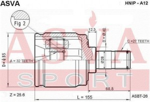 HONDA CR-V 97-00 ШРУС ВНУТРЕННИЙ ПРАВЫЙ HNIP-A12 ASVA