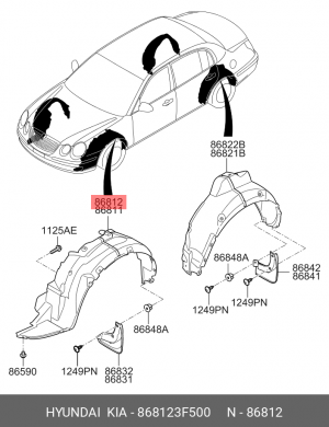 Kia Opirus 06 Подкрылок передний правый 868123F500 HYUNDAI KIA