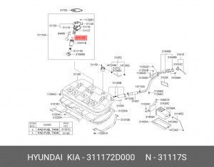 ПРОКЛАДКА ТОПЛИВНОГО НАСОСА 311172D000 HYUNDAI KIA