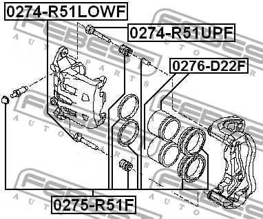 Nissan Pathfinder R51 Направляющая переднего суппорта нижняя 0274-R51LOWF FEBEST