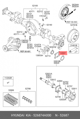Hyundai Porter уплотнительное кольцо полуоси 526874A000 HYUNDAI KIA