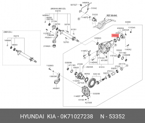 Kia Bongo Frontier 99/Sorento 02-06 Сальник хвостовика моста 0K71027238 HYUNDAI KIA