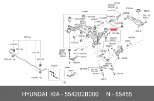 Hyundai SantaFe 06 Сайлетблок заднего подрамка (задн\лев) 554282B000 HYUNDAI KIA