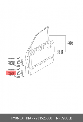 петля двери передней левой нижняя Accent 7931525000 HYUNDAI KIA