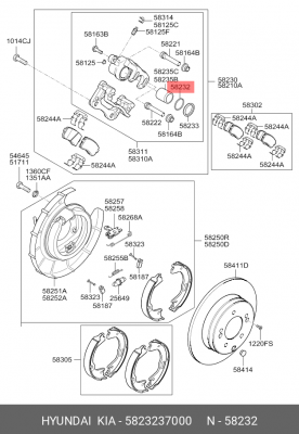 Kia Soul 08-11/Solaris 11-17/ Kia Rio 11-17 сальник поршня зад торм суппорта 5823237000 HYUNDAI KIA