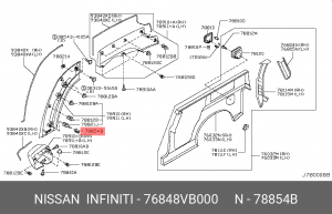 Nissan - пистон ответная часть расширителя задней арки 76848VB000 NISSAN INFINITI