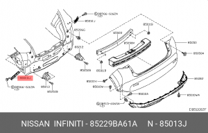 Nissan Juke кронштейн заднего бампера левый 85229-BA61A NISSAN INFINITI