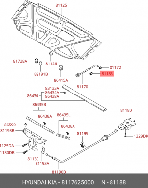 Hyundai Accent Фиксатор стойки капота 8117625000 HYUNDAI KIA