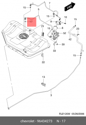 Daewoo/Chevrolet Фиксатор топливной трубки 96434273 GENERAL MOTORS