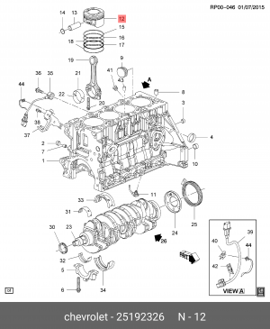 Chevrolet Cruze 1.8/Orlando Z18XER STD - поршень двигателя без колец 25192326 GENERAL MOTORS
