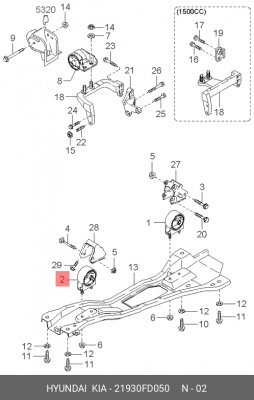 Kia Rio 00-05 1.5DOHC опора двигателя перед 21930FD050 HYUNDAI KIA