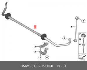 BMW F10 X530 стабилизатор передний с втулками 31 35 6 795 050 BMW
