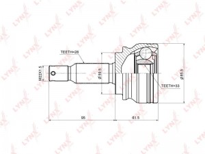 Mitsubishi ASX 1.6, Lancer 10 1.8 ШРУС наружный 33х28 CO-3643 LYNXAUTO