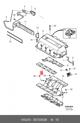 Volvo XC90 Прокладка впускного коллектора левая 30720328 VOLVO