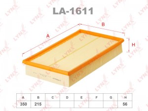 Фильтр воздушный  VOLVO S60 2.0T 01-S80 2.0-3.0T 98-06 LA-1611 LYNXAUTO