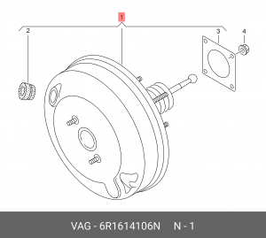 VAG Polo Sedan вакуумный усилитель тормозов 6R1614106N VAG
