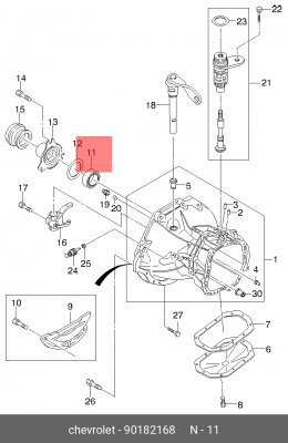 Daewoo Nexia/Lanos/Aveo 1.4/Lacetti 1.4-1.6МКПП Сальник первичного вала КПП  35* 90182168 DAEWOO