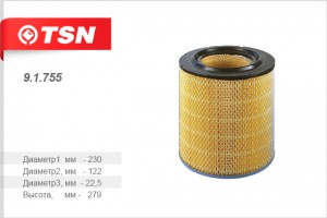 Hyundai HD78 County фильтр воздушный 9.1.755 TSN