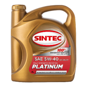 Масло моторное синтетическое PLATINUM 5W40 API SN/CF 4л 801941 SINTEC