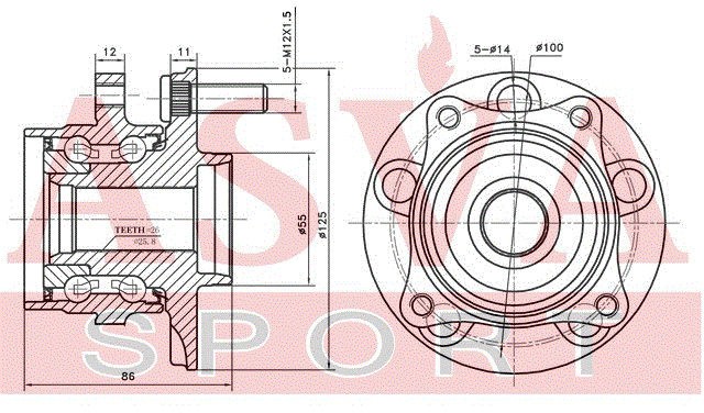 Toyota Prius 03-09 ступица переднего колеса в сборе TYWH-NHW20F ASVA