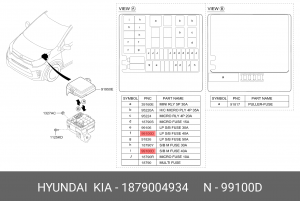 Hyundai, Kia 2016- Предохранитель 40A (короткий узкий) 1879004934 HYUNDAI KIA
