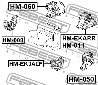 Honda HRV Подушка двигателя правая HM-008 FEBEST