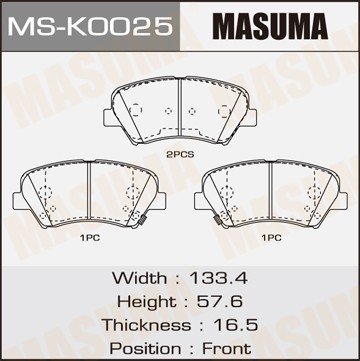 колодки передние MSK0025 MASUMA