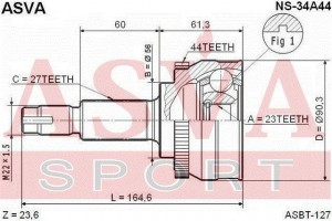 Nissan Primera 2.0 (P11) Шрус наружный с АБС 23x56x27 NS-34A44 ASVA