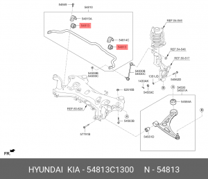 Hyundai Sonata LF 16- Втулка переднего стаб-ра 54813C1300 HYUNDAI KIA
