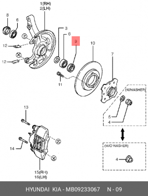 Kia Rio 00-05 Сальник подшипника ступичного наружный MB09233067 HYUNDAI KIA