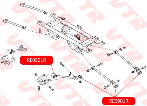 Renault Duster, Kaptur сайлентблок заднего продольного рычага к кузову 2шт на ав RE0501R VTR