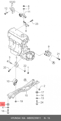 Kia Spectra АКПП втулка подрамника-лонжерона кпп MB09239811 HYUNDAI KIA