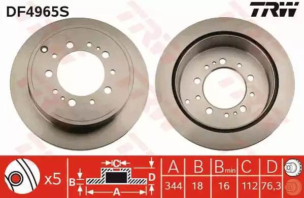 TOYOTA Land Cruiser 200 диск тормозной задний DF4965S TRW