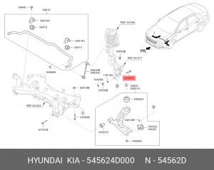 HYUNDAI ix35/Sportage10-16/SantaFe06-12 болт шаровой 545624D000 HYUNDAI KIA