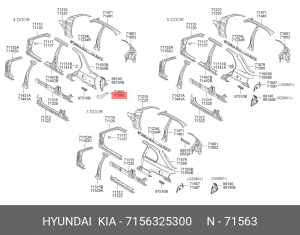 Hyundai Accent Накладка кузова поздним правым фонарем 7156325300 HYUNDAI KIA