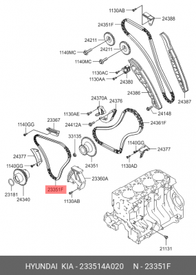Kia Sorento Цепь синхронизатора 23351-4A020 HYUNDAI KIA
