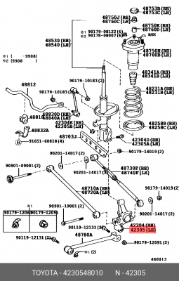 Toyota Camry V40 06- цапфа задняя левая 42305-48010 TOYOTA