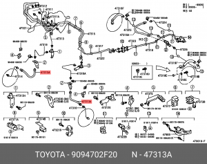 Toyota LC120 шланг тормозной передний 90947-02F20 TOYOTA