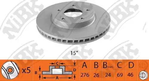 Mitsubishi Lancer 10 диск тормозной передний RN1366 NIBK