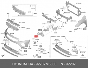 KIA Cerato 2018- фара противотуманная передняя правая 92202M6000 HYUNDAI KIA