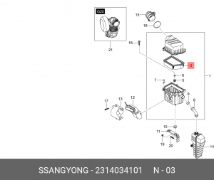 SS Actyon 2012- New Фильтр воздушный 2314034101 SSANG YONG