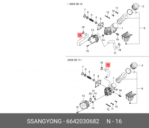 ПАТРУБОК МАСЛЯНЫЙ ВПУСКНОЙ 6642030682 SSANG YONG