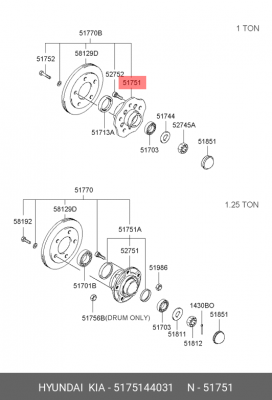 HYUNDAI Porter ступица перед 5175144031 HYUNDAI KIA