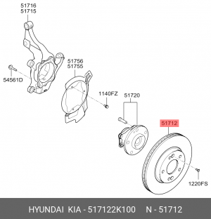 Kia Soul 09-11 диск торм перед 51712-2K100 HYUNDAI KIA