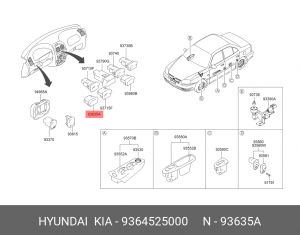 Hyundai Accent кожух выключателя омывателя фар 9364525000 HYUNDAI KIA
