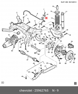 Chevrolet CaptivaC140 11- втулка заднего стабилизатора D24 25962765 GENERAL MOTORS