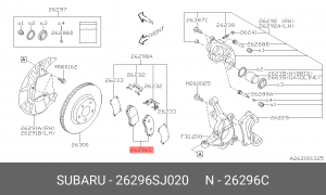Subaru Forester SK 2018- колодки передние 26296SJ020 SUBARU